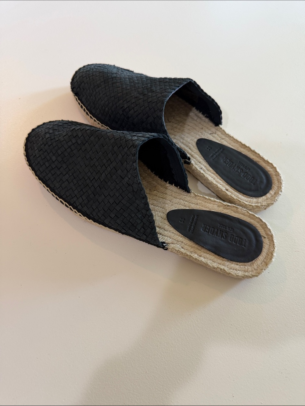 Todd Snyder Black Woven Espadrille Mules Sz 11.  New With Flaws.  SEE PICTS Bag2